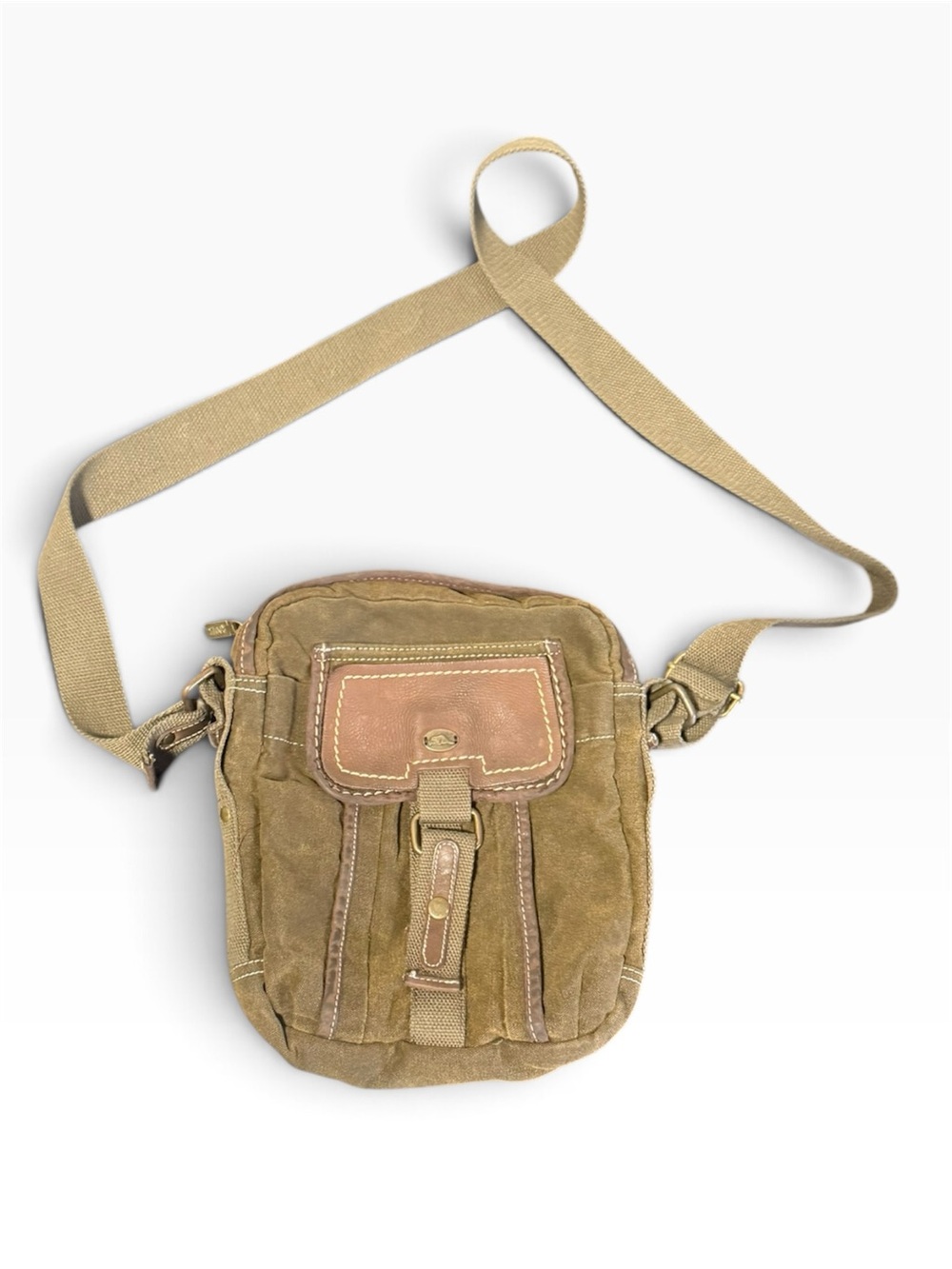 Vintage Roots Canada Canvas & Leather Crossbody Messenger Bag Brown Utility GUC